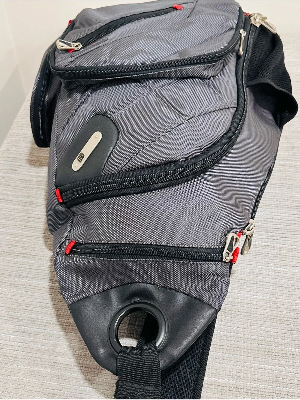 Ful Multi‑Pocket Travel Backpack Gray Red Accents Secure Zippers Travel School